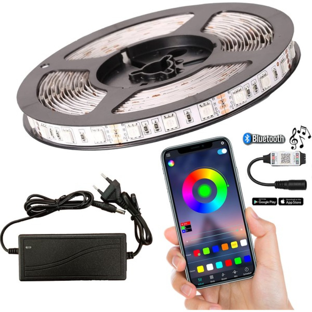 AmberLED Bluetoothlu ve Müziğe Duyarlı Rgb Şerit LED Set Tak Çalıştır 5050 3 Çipli Iç Mekan Silikonsuz - 10 m Led Aydınlatmalar Fiyatı