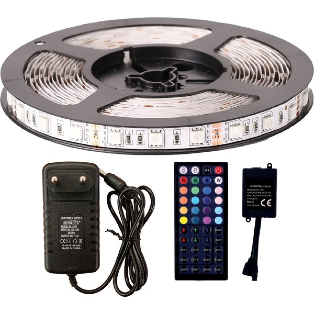 AmberLED Rgb Şerit LED 4 Metre Tak Çalıştır 44 Tuşlu Kumandalı 5050 3 Çipli - 4 m Led Aydınlatmalar Fiyatı