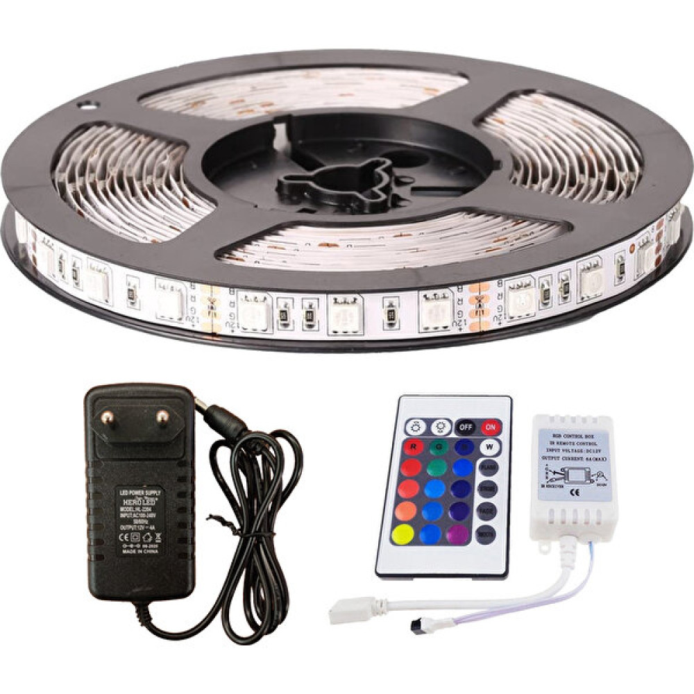 AmberLED Rgb Şerit LED 5 Metre Tak Çalıştır 24 Tuşlu Kumandalı 5050 3 Çipli - 5 m Led Aydınlatmalar Fiyatı