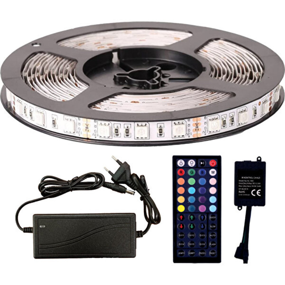 Amberled Rgb Şerit LED Tak Çalıştır 44 Tuşlu Kumanda 5050 3 Çipli 10 Metre 12 V - 10 m Led Aydınlatmalar Fiyatı