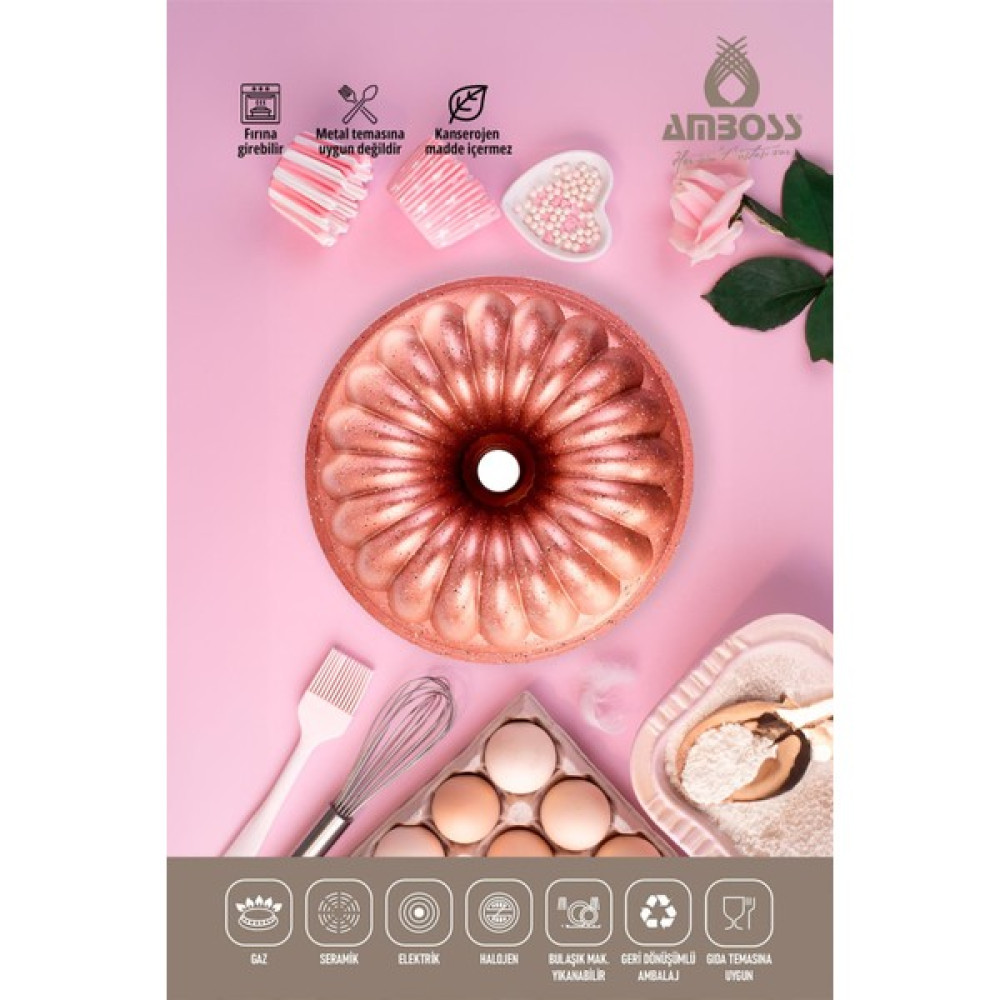 Amboss Alya Döküm Kek Kalıbı Yanmaz Yapışmaz Pink 26 cm Kek Kalıpları Fiyatı