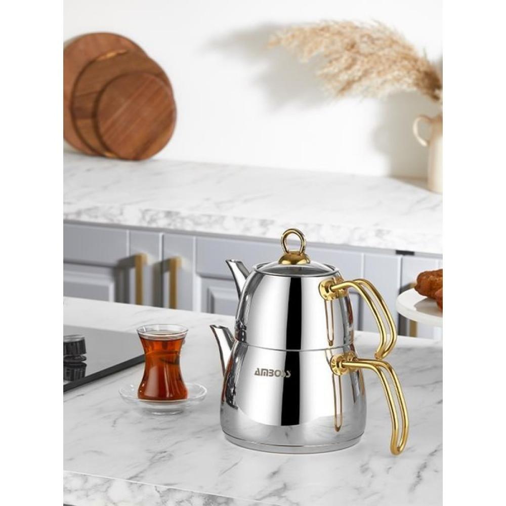 Amboss Aquamarine Special Gold Kulplu Indüksiyon Tabanlı Paslanmaz Çelik Çaydanlık - Renkli - Diğer Çay / Çaydanlık Setleri Fiyatı