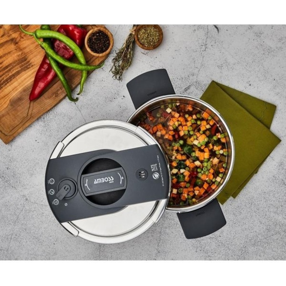 Amboss Enio Matik 22CM 6lt Düdüklü Tencere - 8675 - Gümüş - 6 L Düdüklü Tencereler Fiyatı