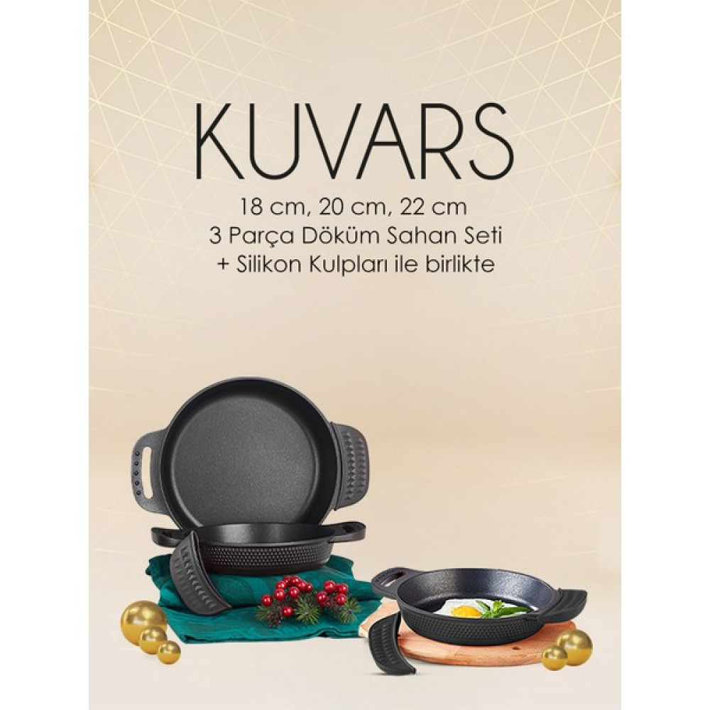 Amboss Kuvars 6 Parça Silikon Kulplu Yanmaz Yapışmaz Döküm Titanyum Kaplama Sahan Seti - Diğer - Siyah Tavalar Fiyatı