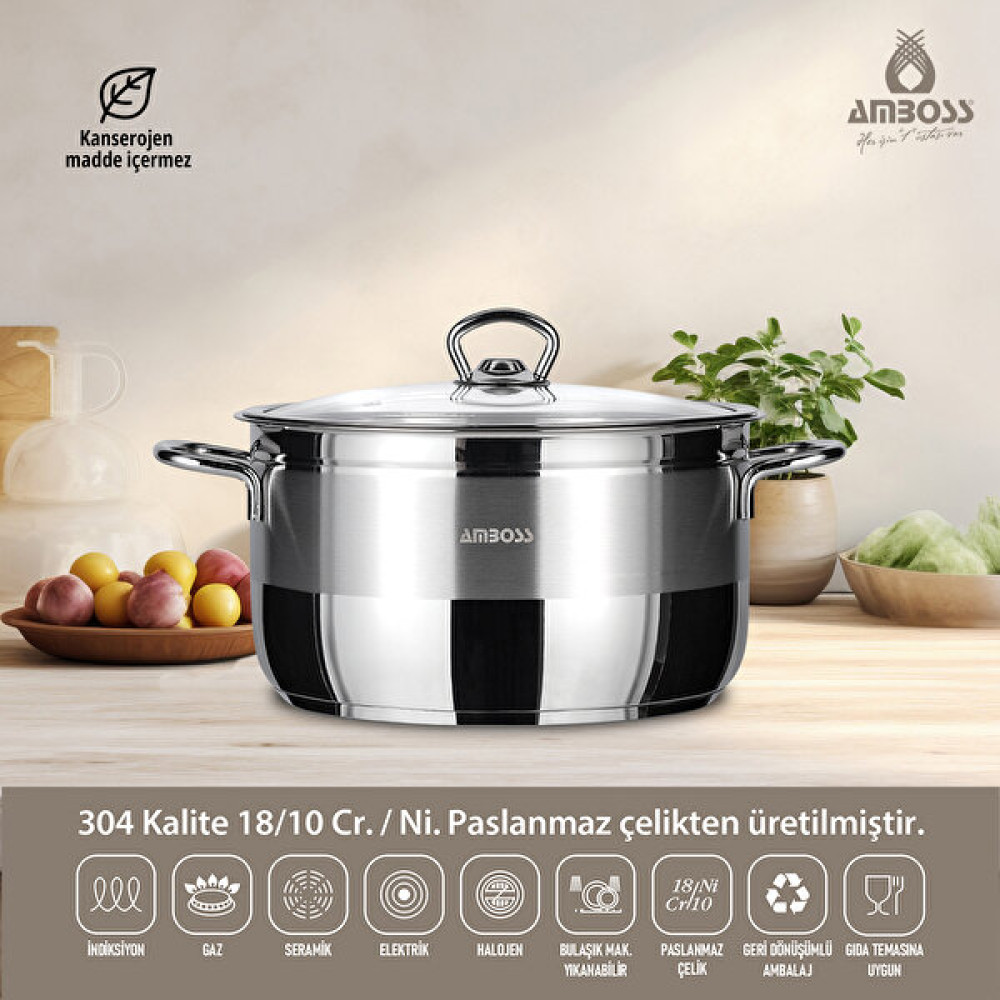 Amboss Saphire Paslanmaz Çelik 22 CM Derin Tencere Tencereler Fiyatı