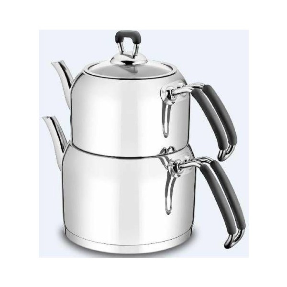 Amboss Saphire SAP-4899 Silikon Saplı Büyük Boy Çelik Çaydanlık Siyah Çay / Çaydanlık Setleri Fiyatı