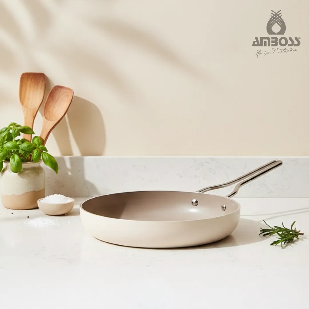 Amboss Sera Nova Doğal Seramik Tava 28 cm 2,8 Litre – Latte - Krem Tencere / Tava Setleri Fiyatı