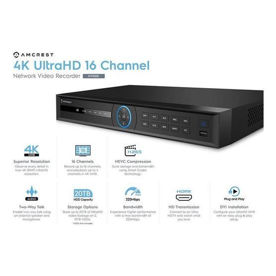 Amcrest 5Series 4K NVR 16-Kanal NV5216 16CH Ağ Video Kaydedici