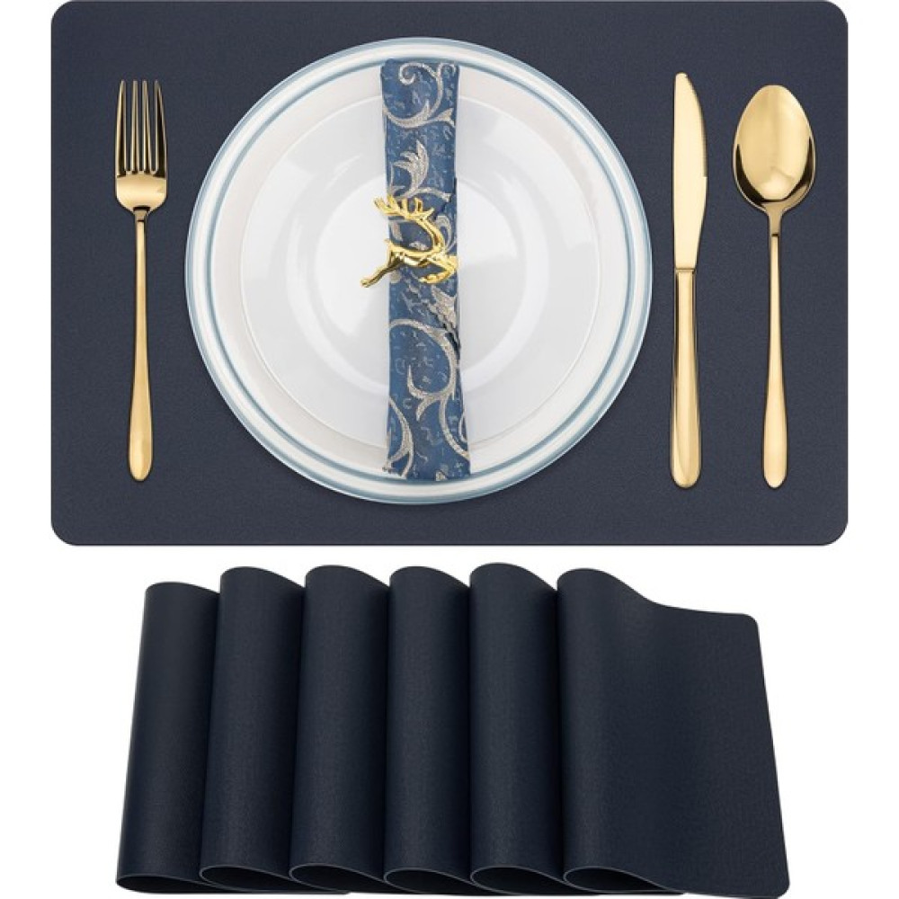 Amerikan Servis Altlıkları 6'lı Set, Çizilmeye Dayanıklı Suni Deri Kaymaz Silinebilir 35X55 cm - 35 x 55 cm - Siyah Amerikan Servis Fiyatı