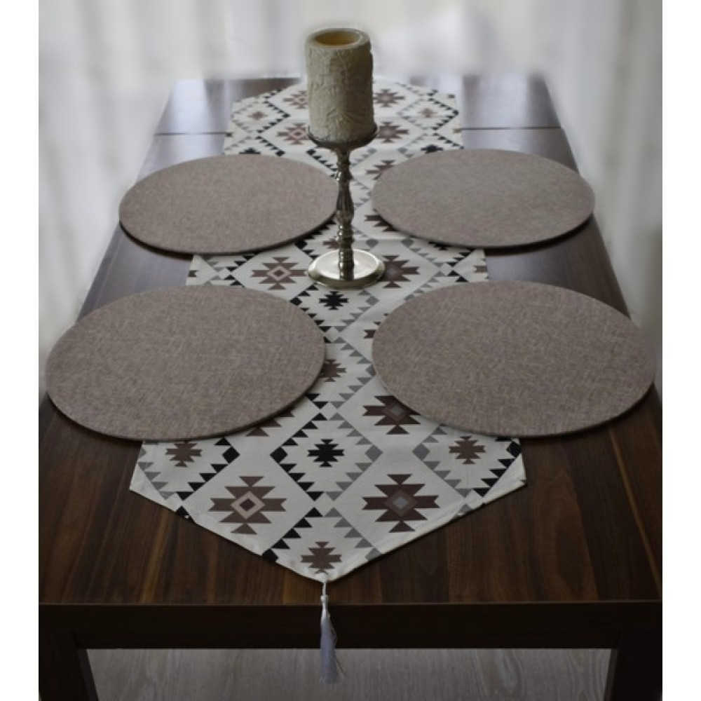 Amerikan Servis, Kilim Desen Runner ve 4 Adet Supla - Renkli - 40 x 140 cm Amerikan Servis Fiyatı
