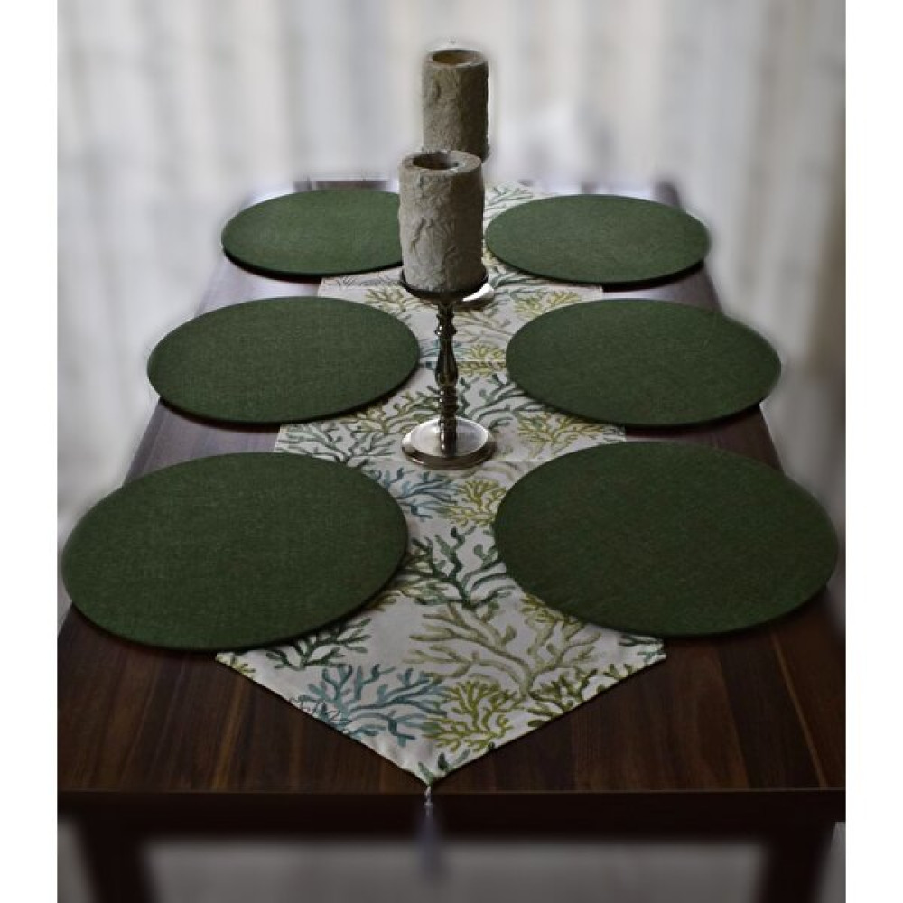 Amerikan Servis, Yeşil Mercan Desen Runner ve 6 Adet Supla - 40 x 140 cm Amerikan Servis Fiyatı