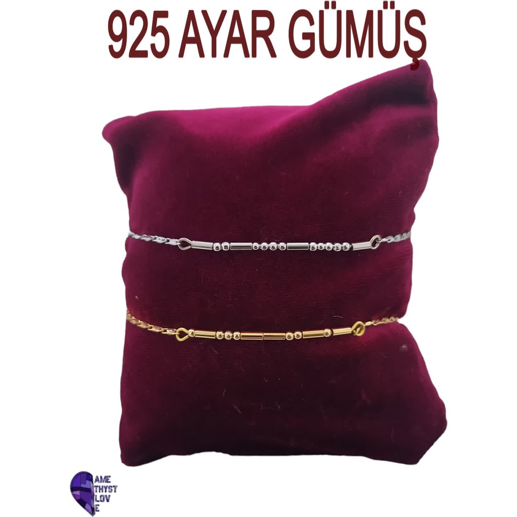 AMETHYST LOVE 925 Ayar Gümüş Mors Alfabesi Bileklik Zincir Çift Bilekliği Sevgili Bilekliği Zincir Mors Alfabe Diğer Fiyatı