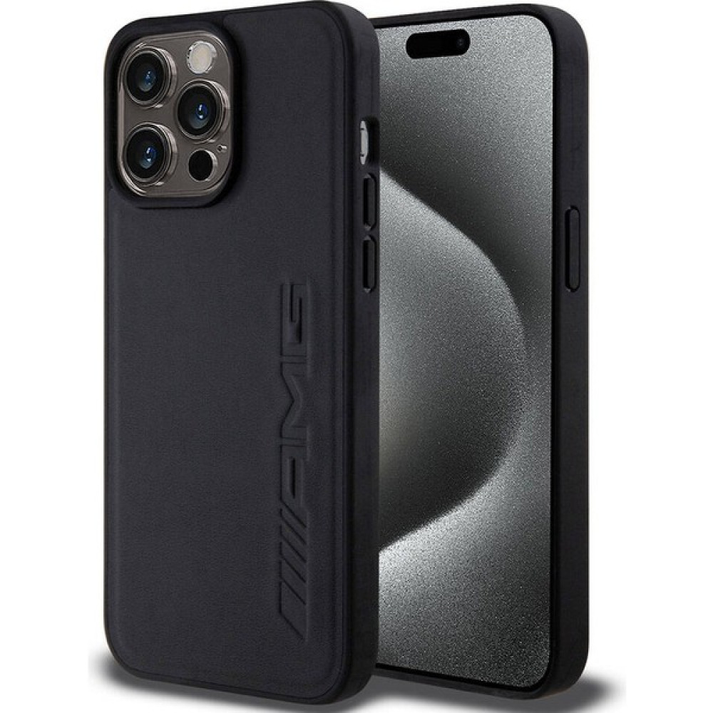 AMG iPhone 15 Pro Max Kılıf Amg Orjinal Lisanslı Magsafe Şarj Özellikli Deri Sıcak Damgalı Kapak Siyah Cep Telefonu Kılıfı Fiyatı