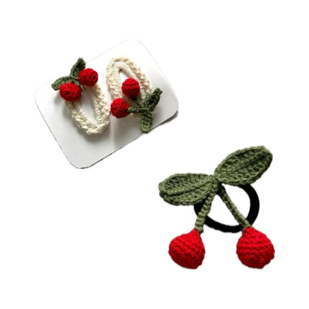 Amigurumi Kiraz Kız Çocuk Toka Seti Organik Örgü Çıt Çıt Çıtçıtlı Toka Toka, Taç & Saç Bandı Fiyatı