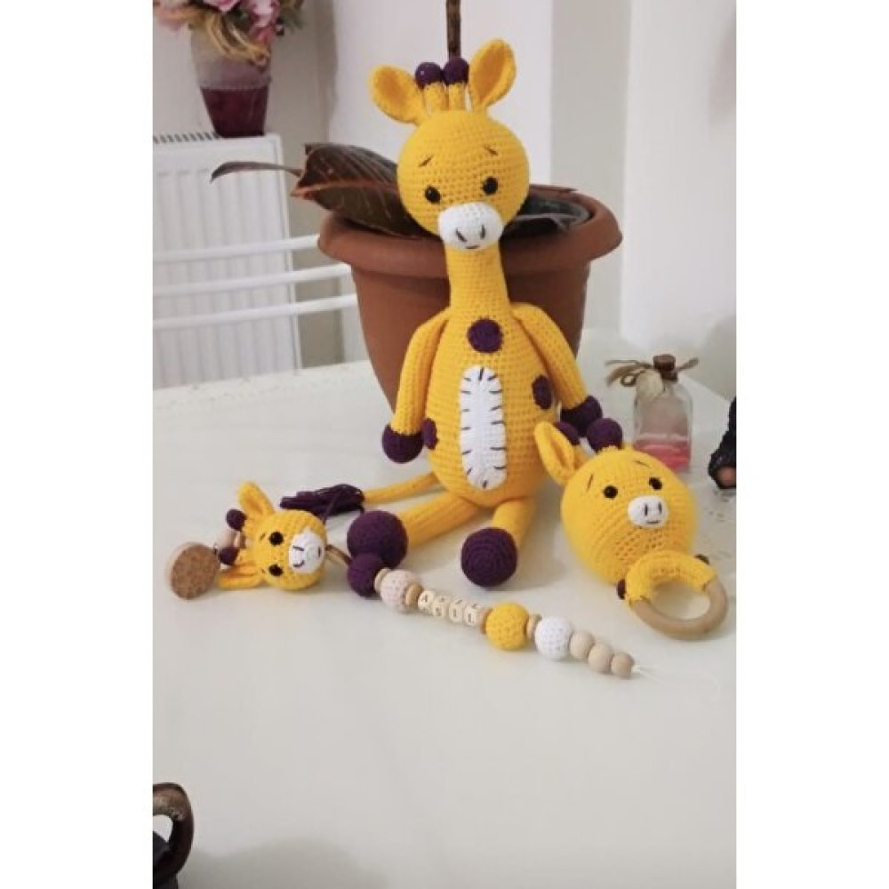 Amigurumi Zürafa Oyun Uyku Arkadaşı Yenidoğan Set Emzik Diş Kaçıyıcı Pamuk Organik Oyuncak 3 Parça Bebek Oyuncakları Fiyatı