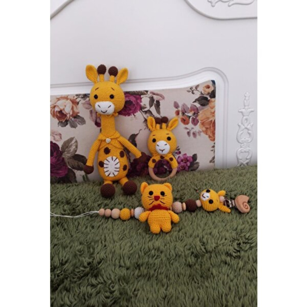 Amigurumi Zürafa Oyun Uyku Arkadaşı Yenidoğan Set Emzik Diş Kaçıyıcı Pamuk Organik Oyuncak 4 Parça Bebek Oyuncakları Fiyatı