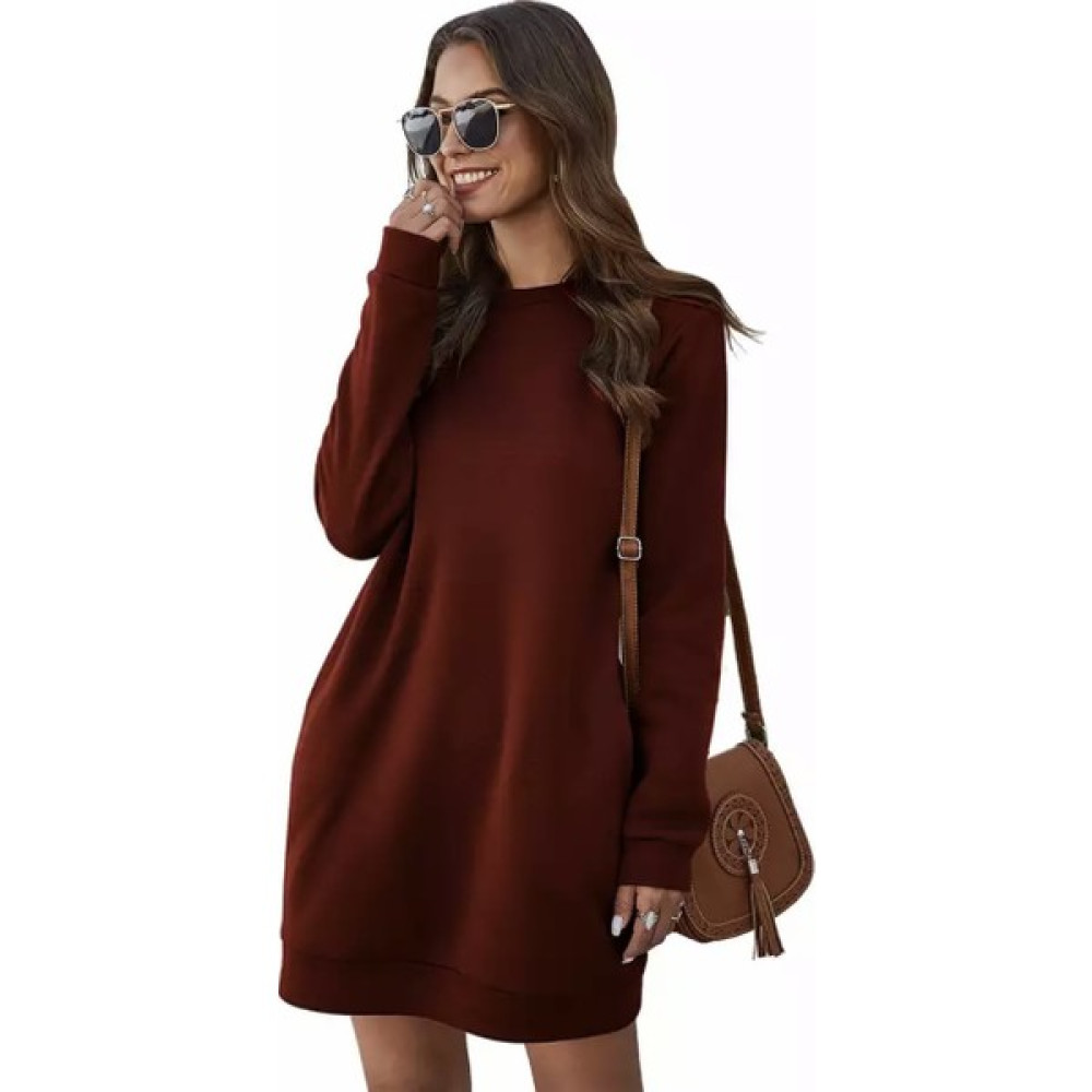 Amor Man Bisiklet Yaka %100 Pamuk Tam Kışlık Cepli Oversize Spor Kadın Hoodie Elbise Elbise Fiyatı