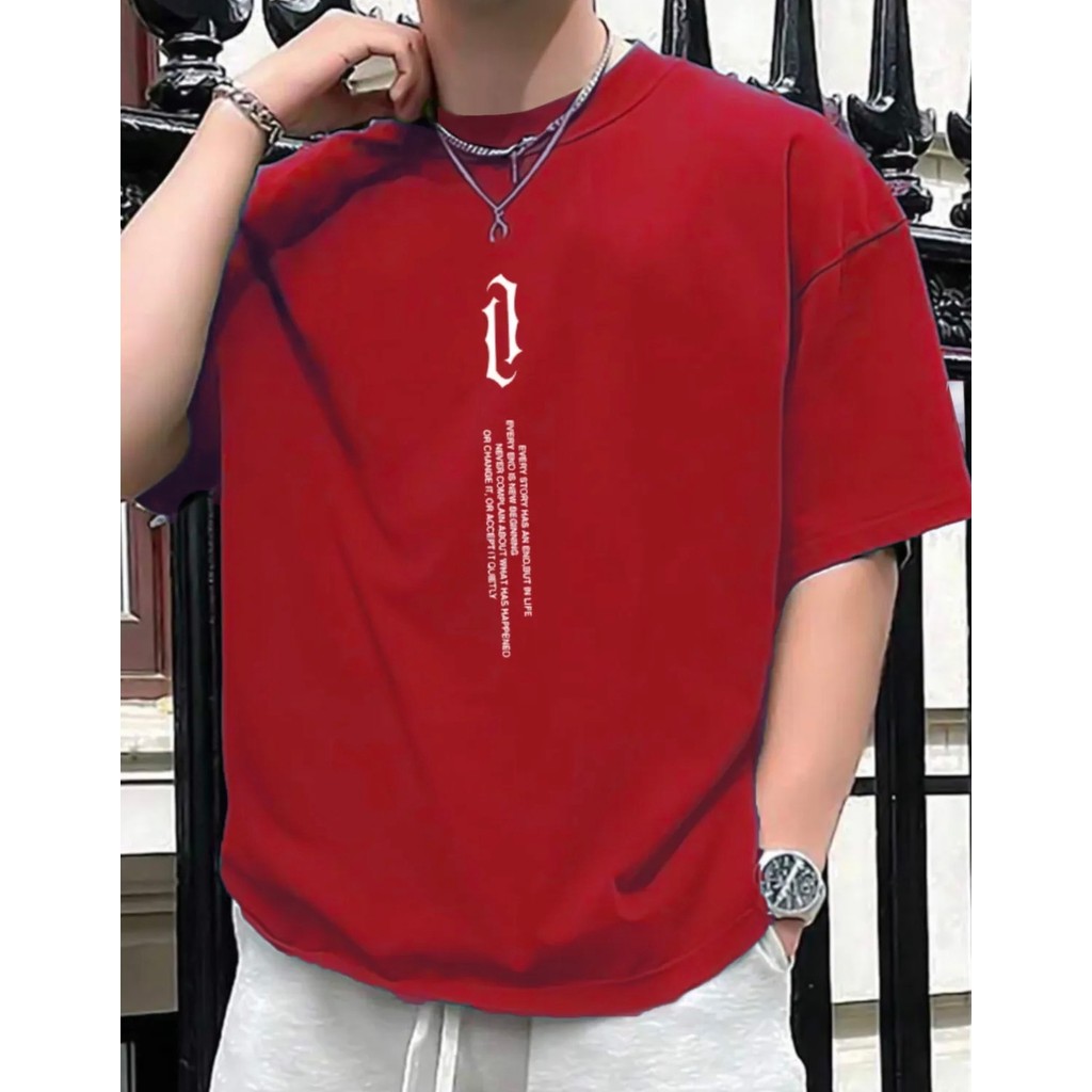 Amor Man Büyük Beden Dikey Yazı Baskılı Pamuk Oversize Erkek Tshirt Erkek T-shirt Fiyatı