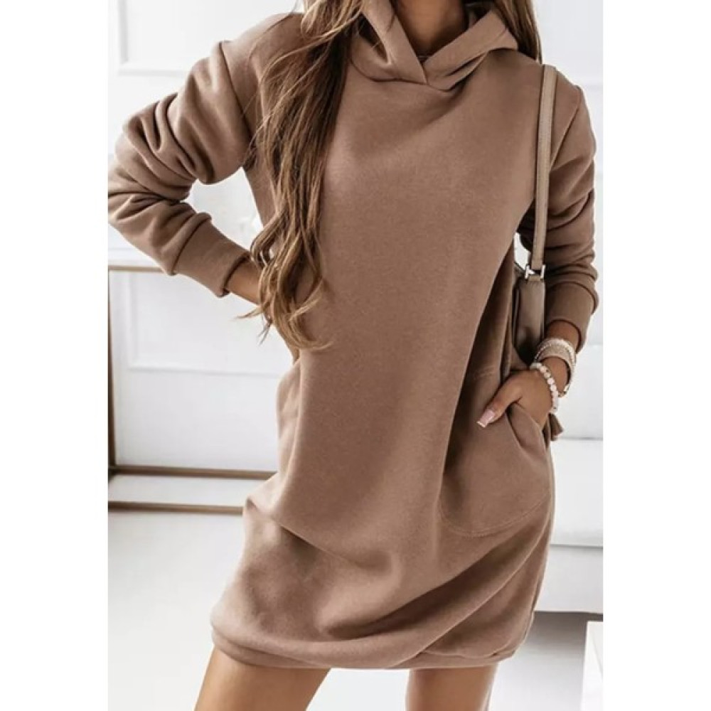 Amor Man Kapüşonlu Pamuk Kalın Kışlık Oversize Spor Kadın Hoodie Elbise Elbise Fiyatı