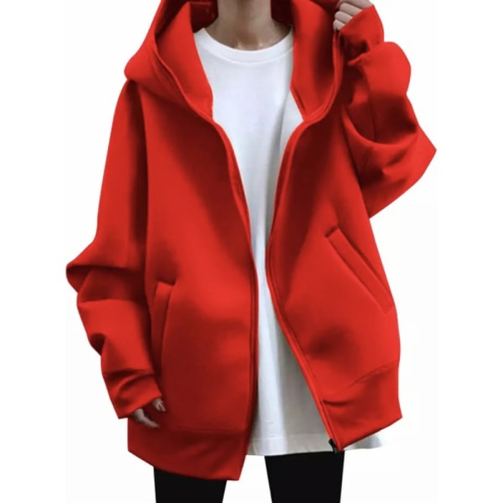 Amor Man Özel Tasarim Kapüşonlu Tam Fermuarli Süper Oversize Kalin Kişlik Kadin Sweatshirt-Ceket Bayan Ceket Fiyatı