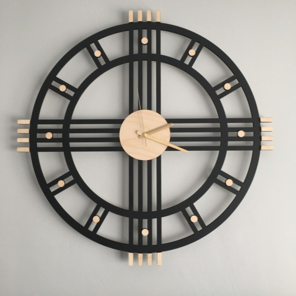 Amorf Design Ahşap Çizgili Benekli Duvar Saati - Renkli - 35 x 35 cm Dekoratif Saat Fiyatı