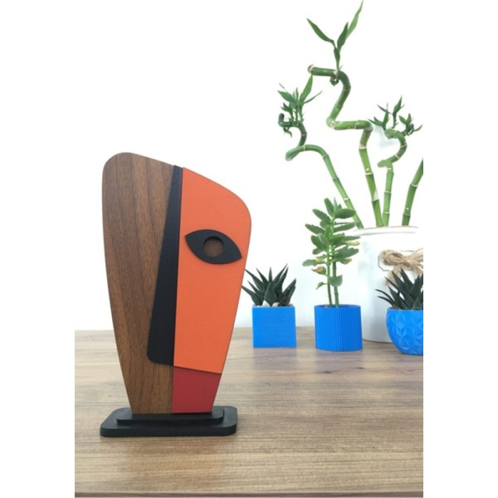 Amorf Design Ahşap Desenli Turuncu Maske Biblo Biblo Fiyatı