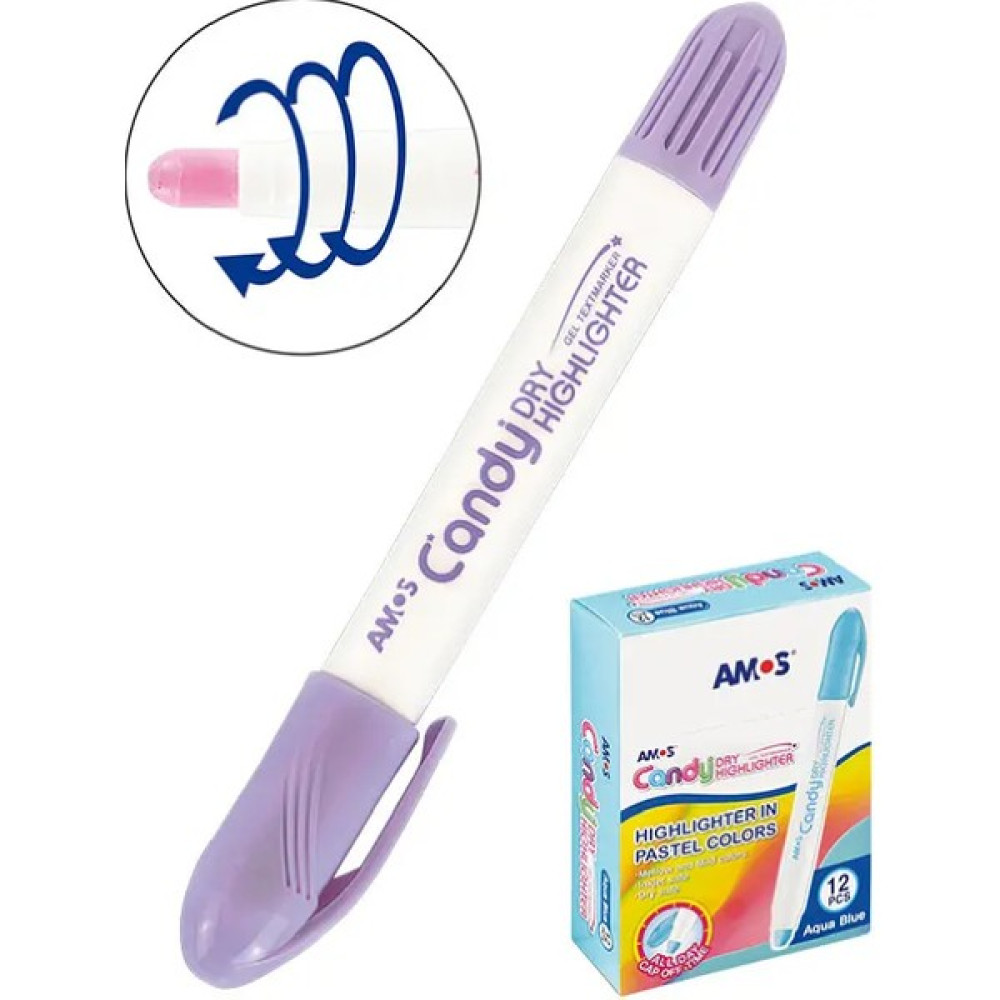Amos Candy Jel Fosforlu Kalem Pastel Renkler Pastel Mor Fosforlu Kalem Fiyatı