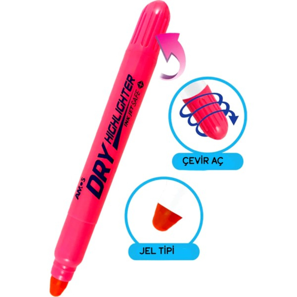Amos Dry Highlighter - Fosforlu Kalem Pembe Fosforlu Kalem Fiyatı