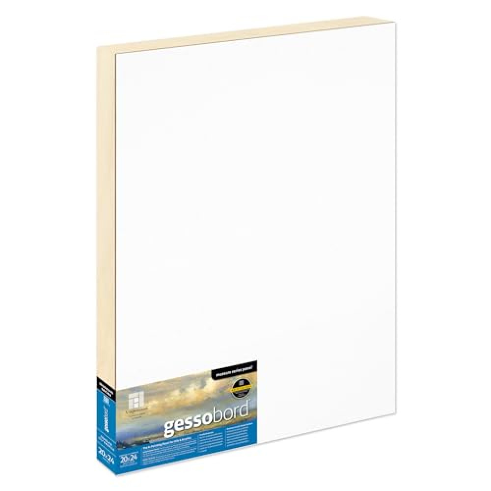 Ampersand Art Supply Gesso Wood Painting Panel: Museum Series Gessobord, 20" x 24", 1-1/2" Cradled Profilie