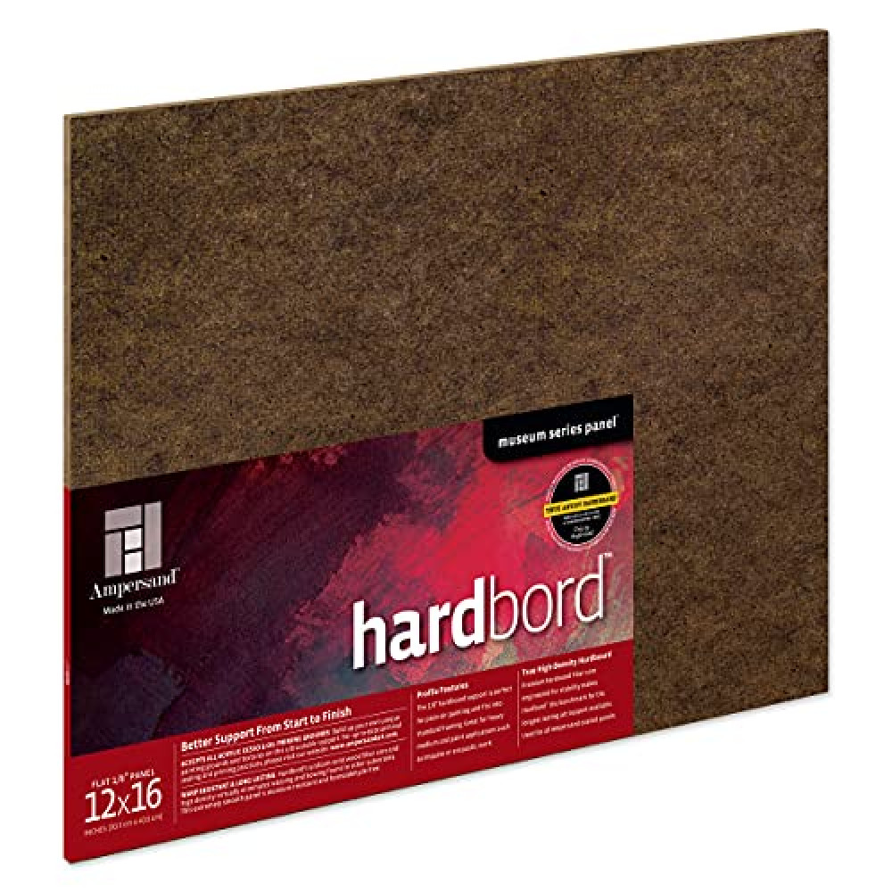 Ampersand Art Supply Hardboard Wood Painting Panel: Museum Series Hardbord, 12" x 16", 1/8 Inch Flat Profile