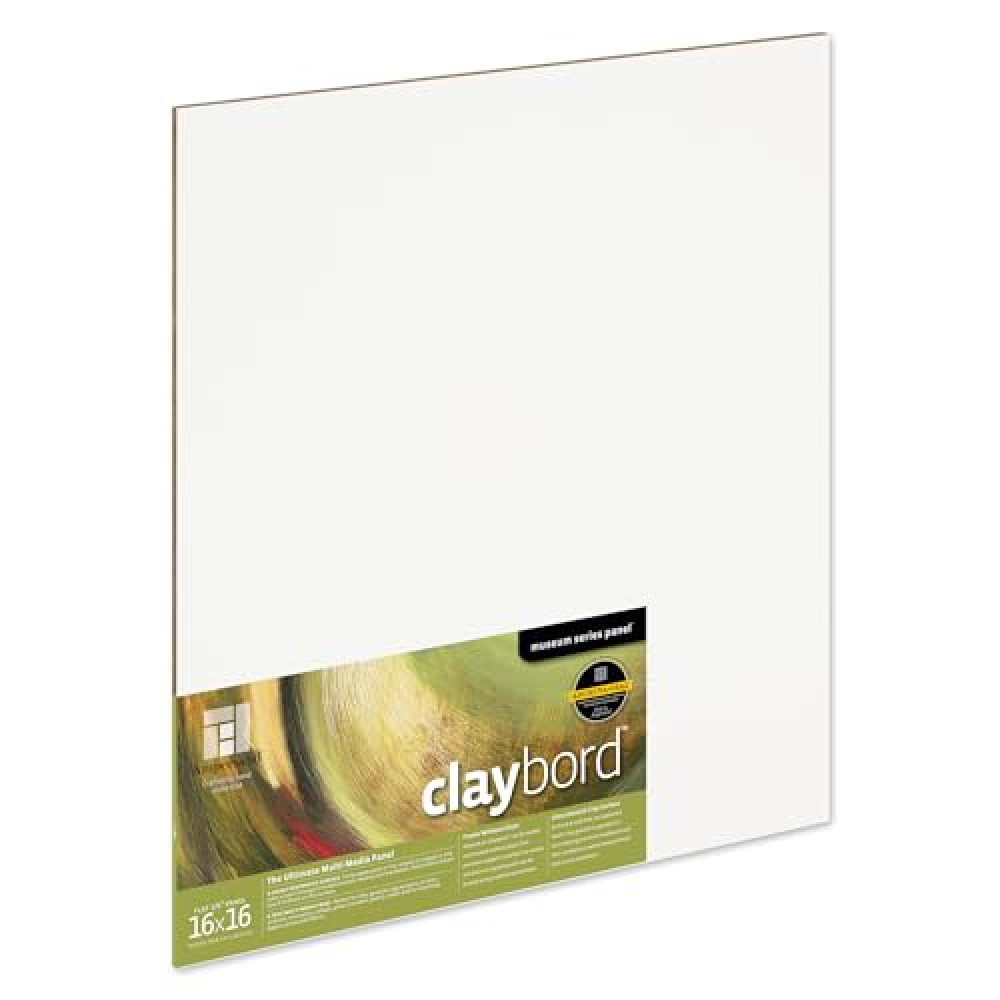 Ampersand Art Supply Wood Painting Panel: Museum Series Claybord, 16" x 16", 1/8" Flat Profile
