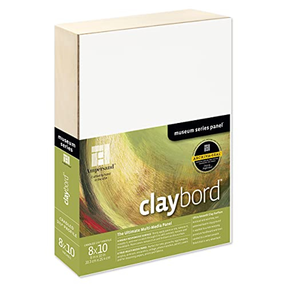 Ampersand Art Supply Wood Painting Panel: Museum Series Claybord, 8" x 10", 1-1/2" Cradled Profile