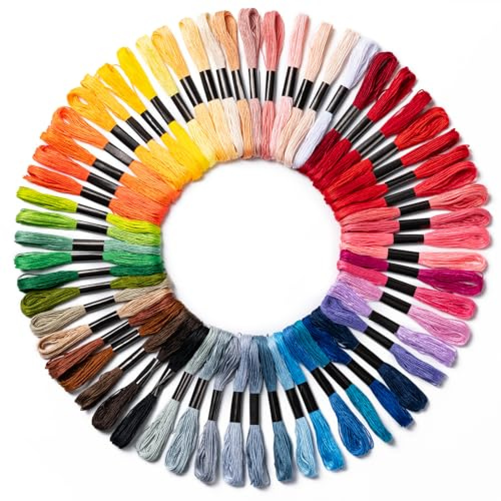 Amrules Friendship Bracelet String, 60 Skeins Cross Stitch Thread with 344.5 Inch Cotton Embroidery Floss Hand Embroidery Thread for DIY Sewing and Embroidery Crafts Making