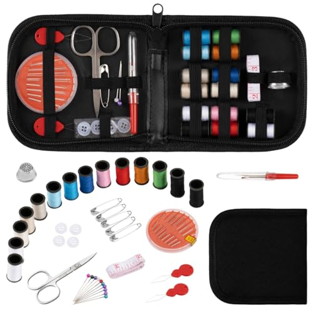 Amrules Sewing Kit for Adults,Emergency Small Mini Sewing Supplies for Grandma, Mom, Adults, Kids, Beginner, Sewing Products Include Scissors, Sewing Needles Thimble, Thread, Tape Measure