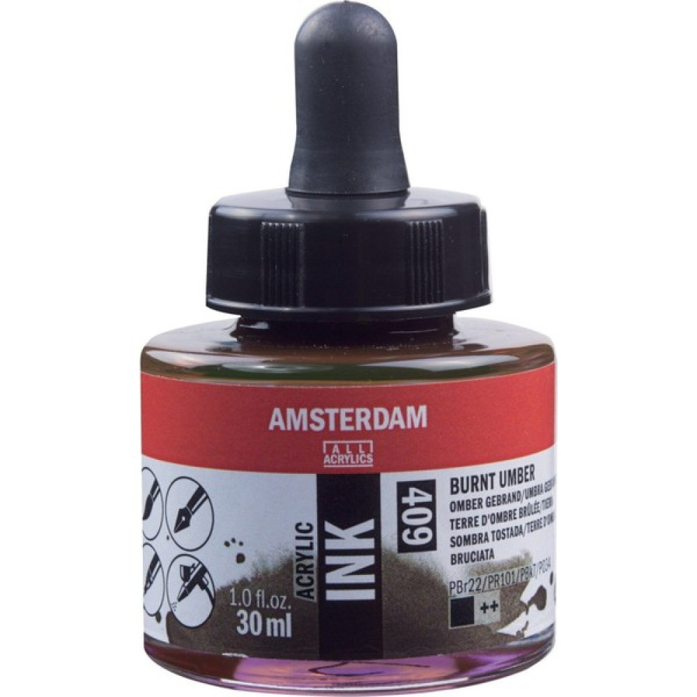 Amsterdam Sıvı Akrilik Mürekkep Boya 30ML 409 Burnt Umber Oto Boyaları Fiyatı