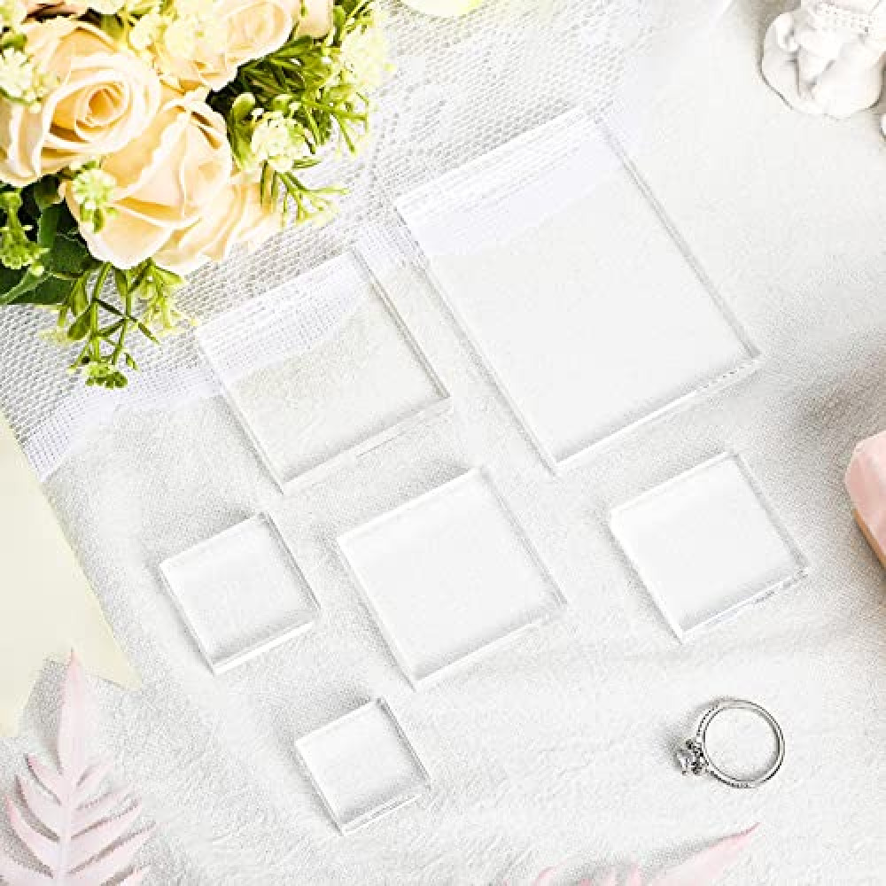 Amyhill 6 Pcs Acrylic Blocks Wedding Flat Lay Props Acrylic Styling Photography Clear Stamp Display Block Set Props Wedding for Scrapbooking Crafts(Square)