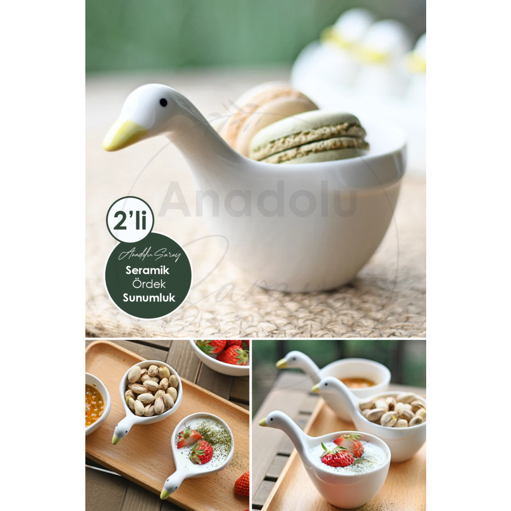 Anadolu Saray 2li Ördek Tasarım Handmade Seramik Servis Sunum Kasesi Sosluk Reçellik ve İkramlık - Ördek Sunumluk Kase Fiyatı