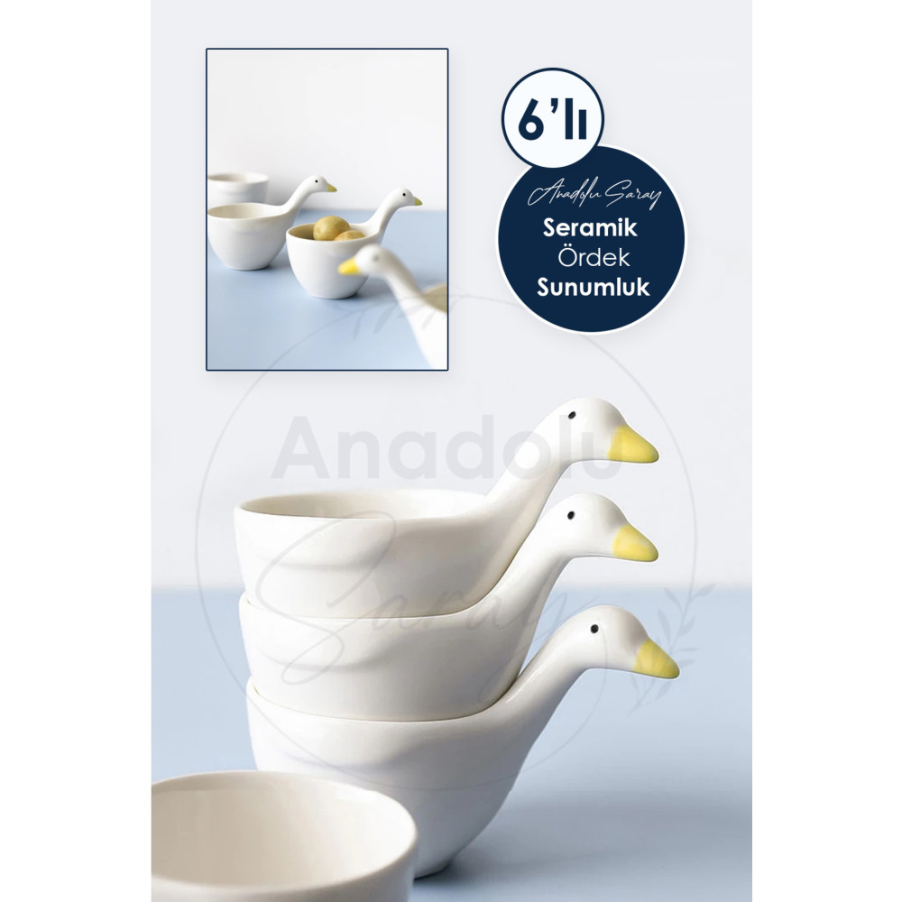 Anadolu Saray 6lı Ördek Tasarım Handmade Seramik Servis Sunum Kasesi Sosluk Reçellik ve İkramlık - Ördek Sunumluk Kase Fiyatı