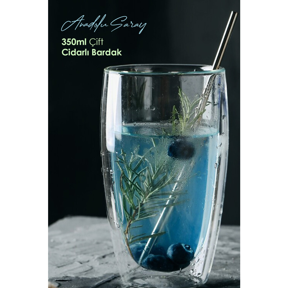 Anadolu Saray Çarşısı Çift Cidarlı 350ml Cam Bardak | Çift Cidarlı Bardak Double Wall Glass Latte Bardağı Fincan / Bardak / Kahve Takımı Fiyatı