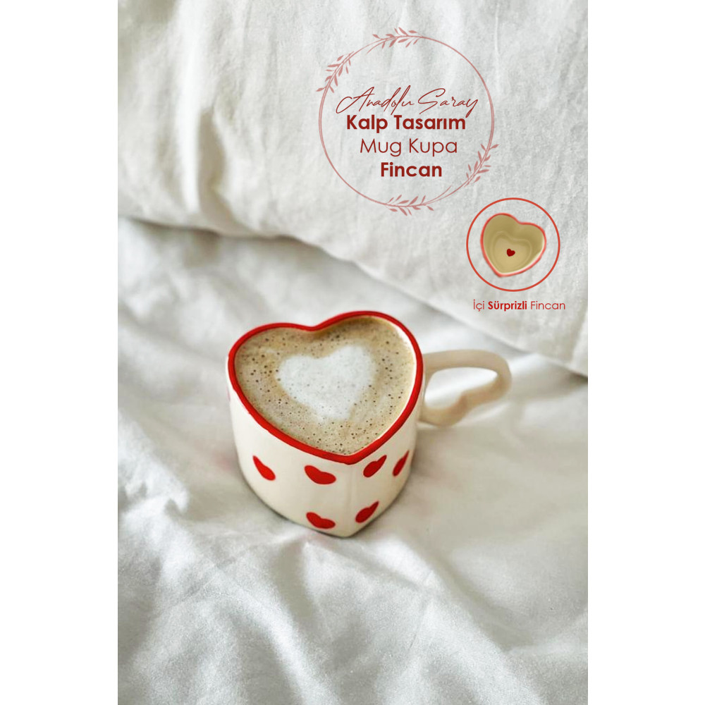 Anadolu Saray El Yapımı Seramik Kalp Tasarım Mug Kupa Fincan | Handmade El Yapımı Mug Fincan Kupa Kahve Kupası Kupa Fiyatı