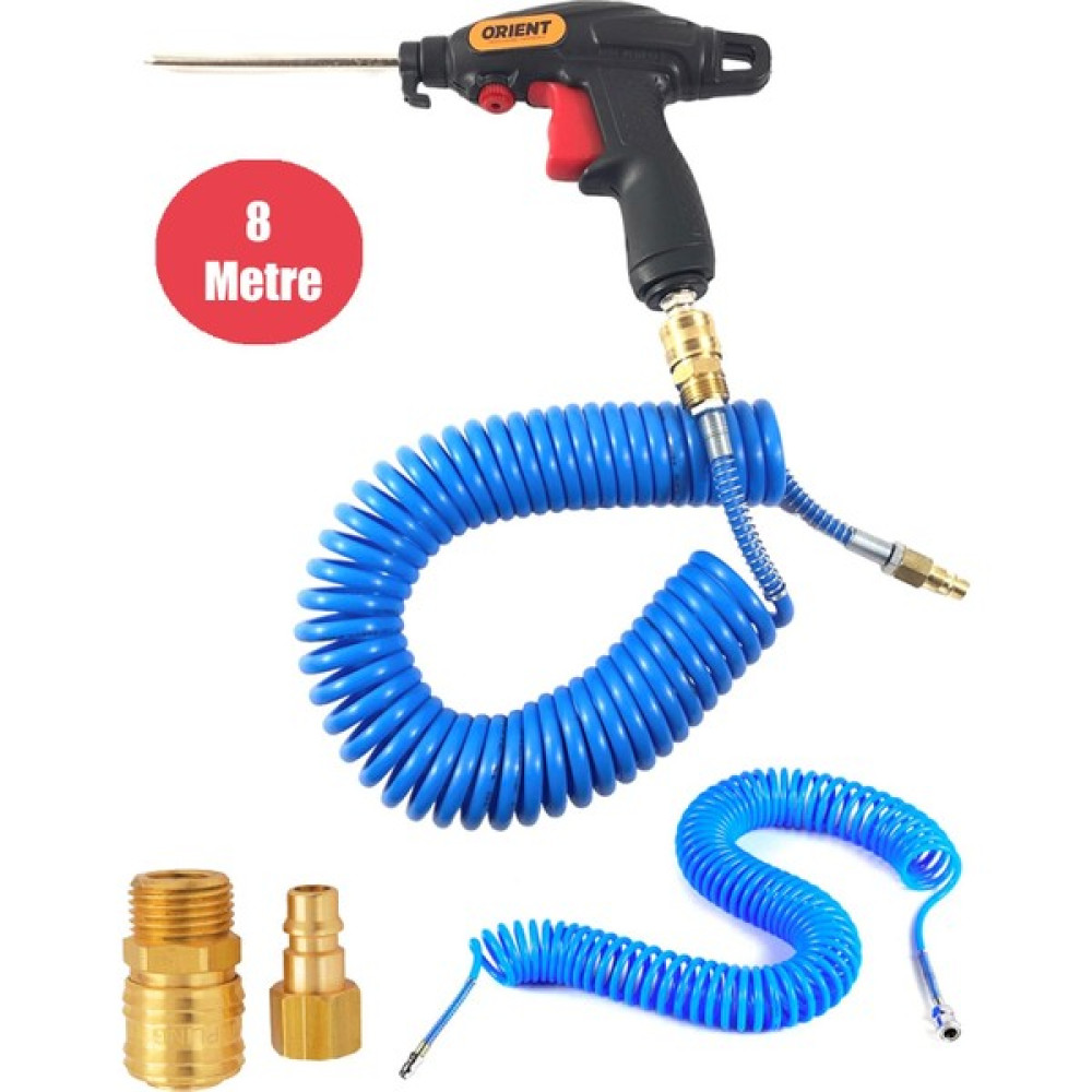 Anadolu Strong Profesyonel Yüksek Kalite Kompresör Spiral Hava Hortumu 8 mm 8 mt Hava Tabancalı Kompresör Recor Seti Hava Kompresörü Fiyatı