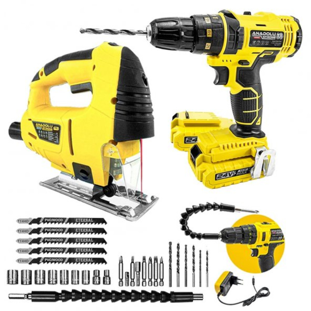 Anadolu Strong Set1 24 W Cift Akulu Aksesuarli Darbeli Matkap Ve Lazerli 650W Dekupaj Seti Matkaplar Fiyatı