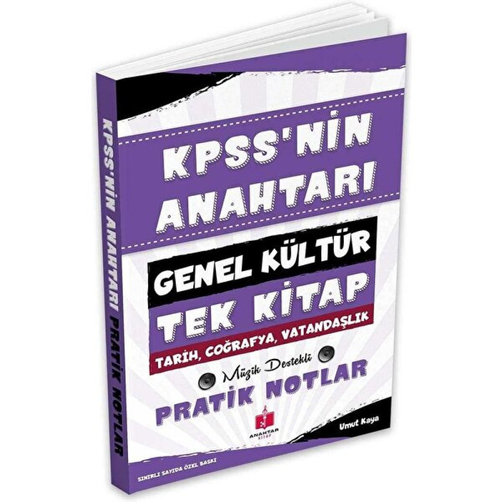 Anahtar Kitap Yayınları KPSS'nin 2024 Anahtarı Hafıza Teknikleriyle Müzik Destekli Pratik Notlar - Genel Kültür Tek Kitap Ders Sınav Kitapları Fiyatı