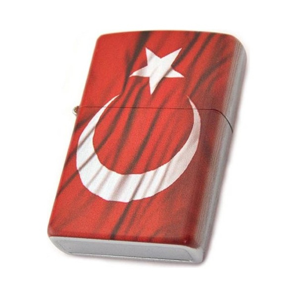 Anahtarlık Sepeti Ay Yıldız Dalgalı Bayraklı Benzinli Çakmak - Kırmızı Çakmak Fiyatı