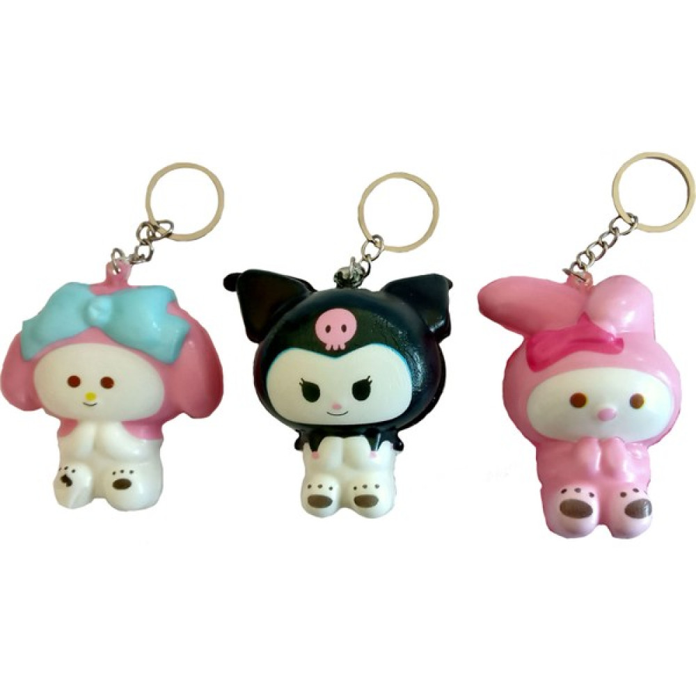 Anahtarlıklı Orta Boy 3 Adet Kuromi Model Squishy Sukuşi - 3 lü set Oyuncak Fiyatı