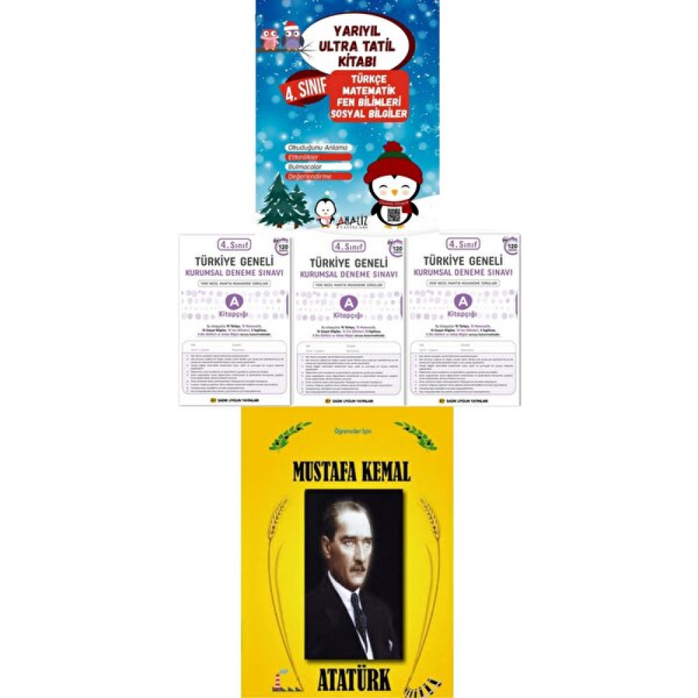 Analiz Yayınları 4. Sınıf Yarıyıl Tatil Kitabı - Atatürk Biyografi Kitabı - 3 Adet Kurumsal Deneme Sınavı Kaynak Kitapları Fiyatı