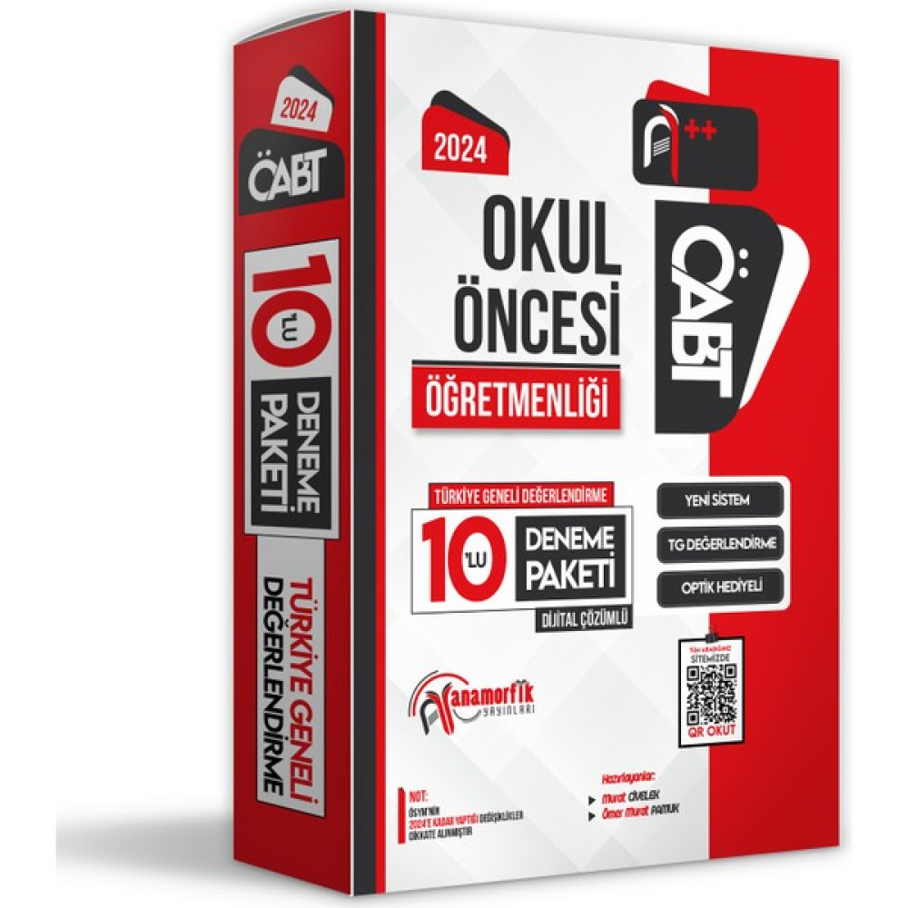 Anamorfik Yayınları 2024 ÖABT Okul Öncesi Öğretmenliği 10’lu Dijital Çözümlü Paket Deneme Ders Sınav Kitapları Fiyatı
