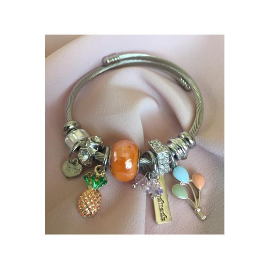 Ananas Charmlı Pandora Model Şık Kadın Bileklik