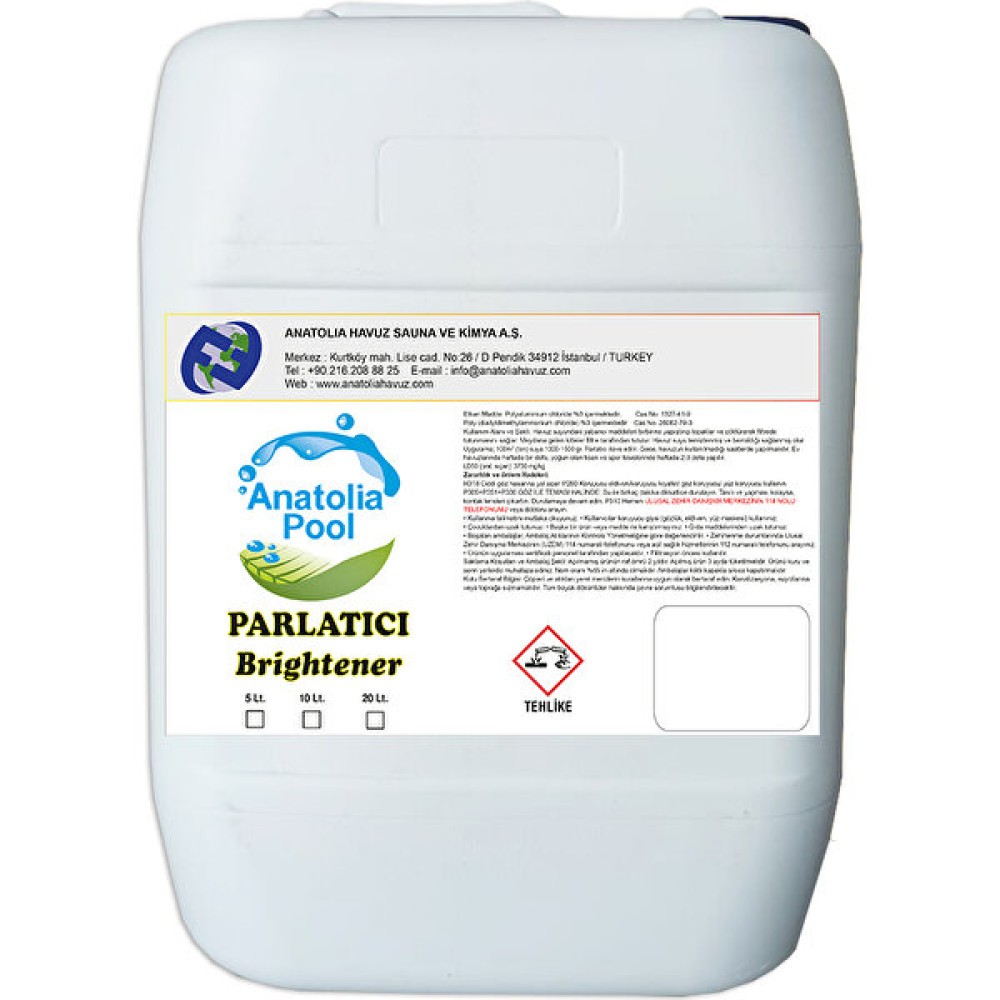 Anatolia Pool Havuz Suyu Parlatıcı / Berraklaştırıcı 20 Lt. (Brightener) Bahçe Malzemeleri Fiyatı