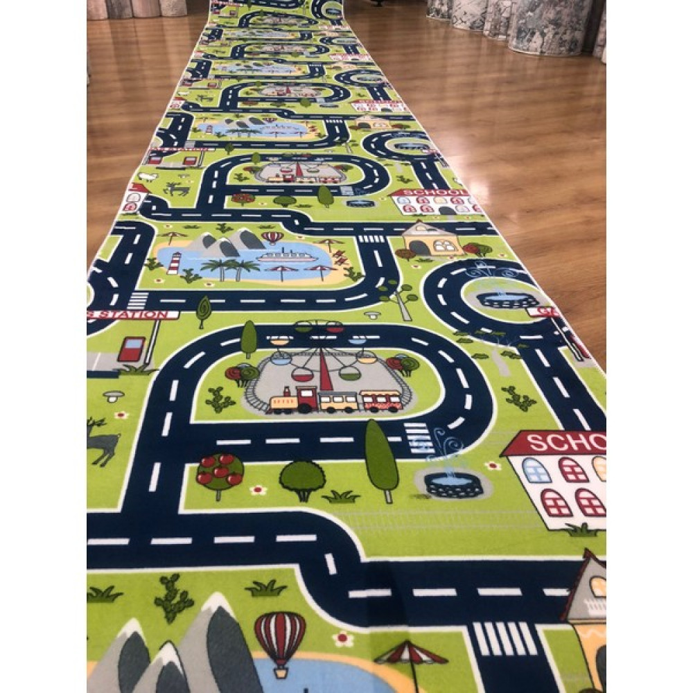 Anatolian Carpet Store Trafik Desenli Kaymaz Jel Taban Halı Yolluk - 100 x 100 cm - Renkli Yolluk Fiyatı